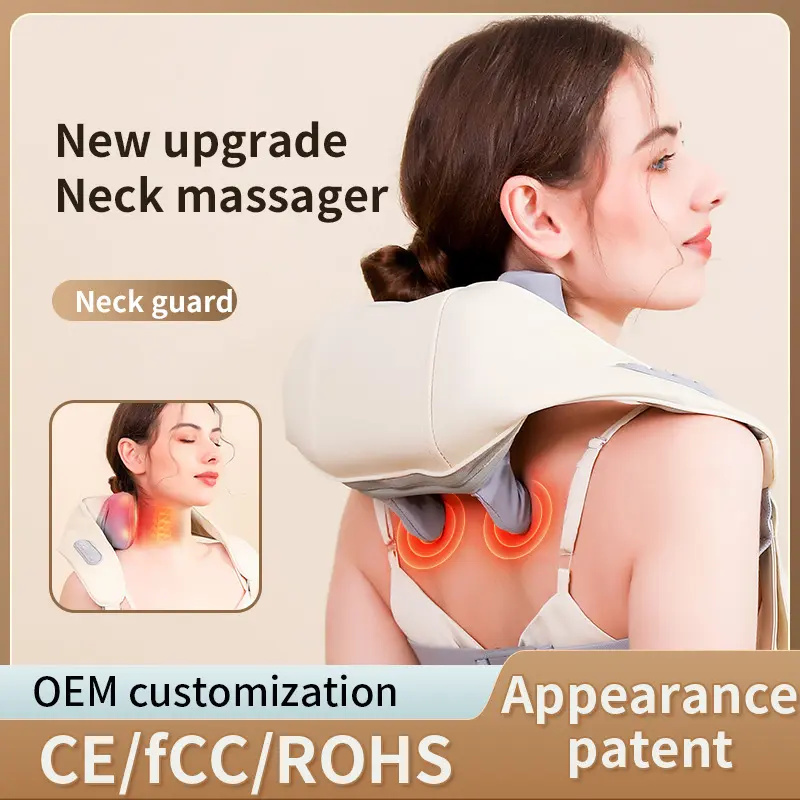Wholesale Customized Promotional Shiatsu neck and shoulder massager With Heat, Personalised Branded Electric heated shoulder and back massager machine for shoulder pain engraved with your Logo