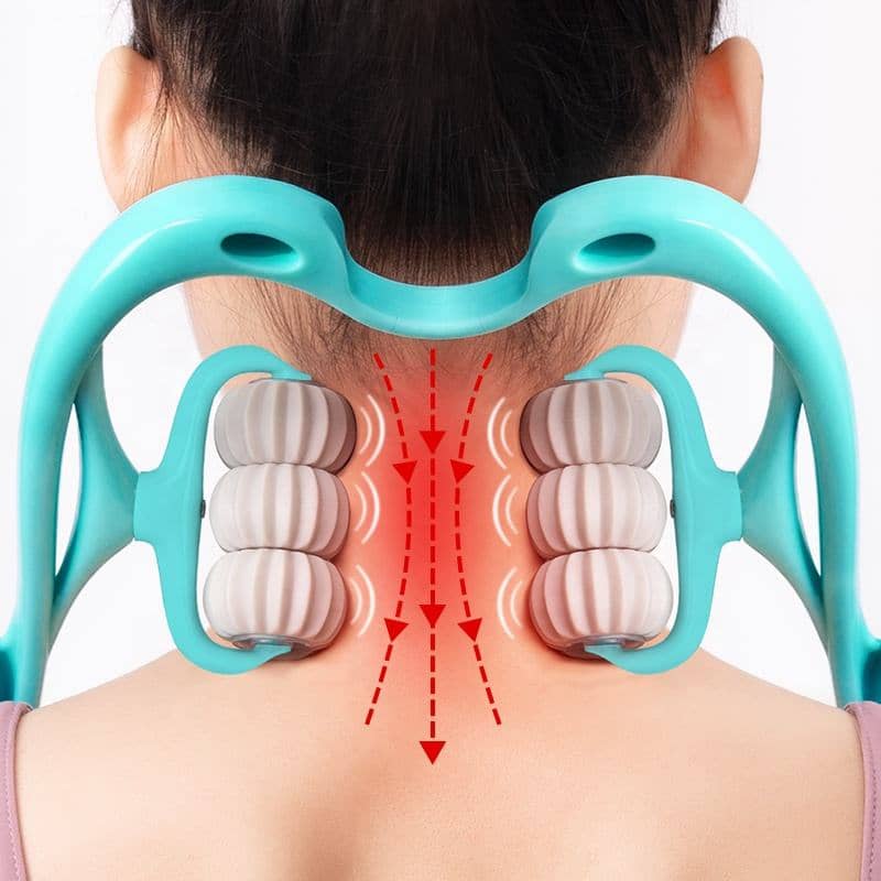 Six Wheel Manual Portable Neck Massager, employee recognition gifts, Handheld Shiatsu Cervical Vertebra Kneading Massager Roller
